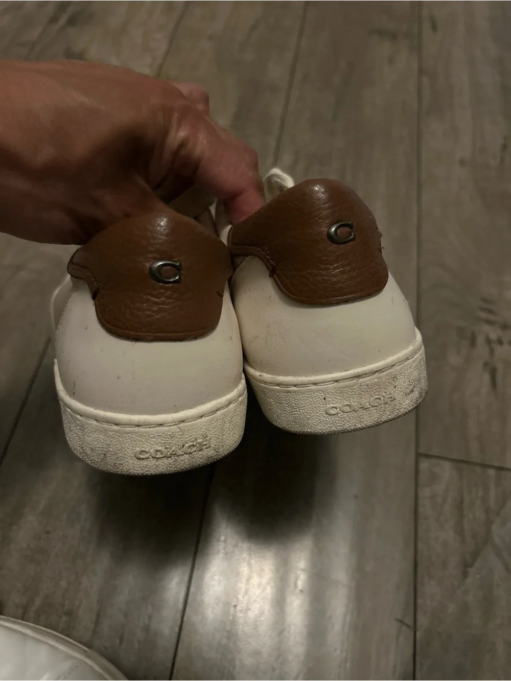 Coach White and Brown Leather Low Top AND Banana Republic all white low Sneakers - Picture 3 of 11